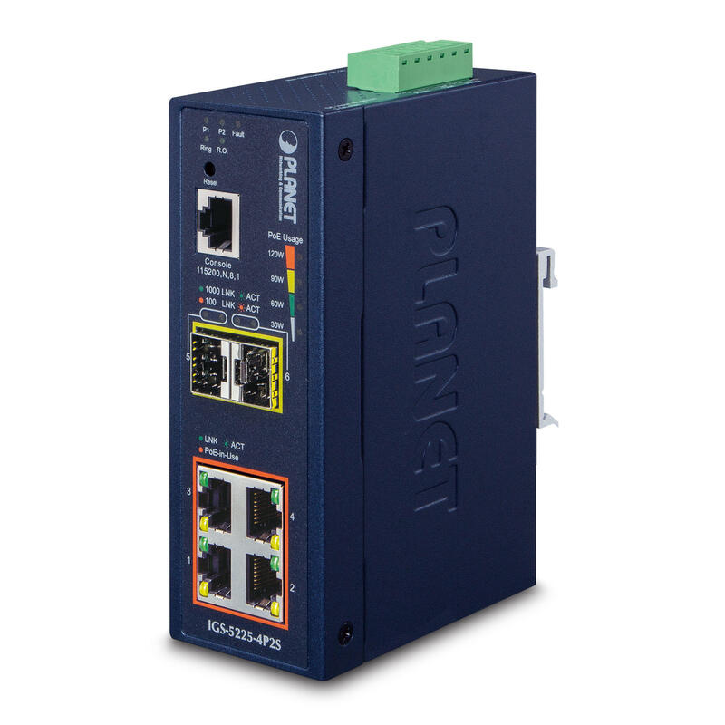 Planet Indumrial L2+ 4-Port 1000t 802.3at Poe + 2-Port Sfp