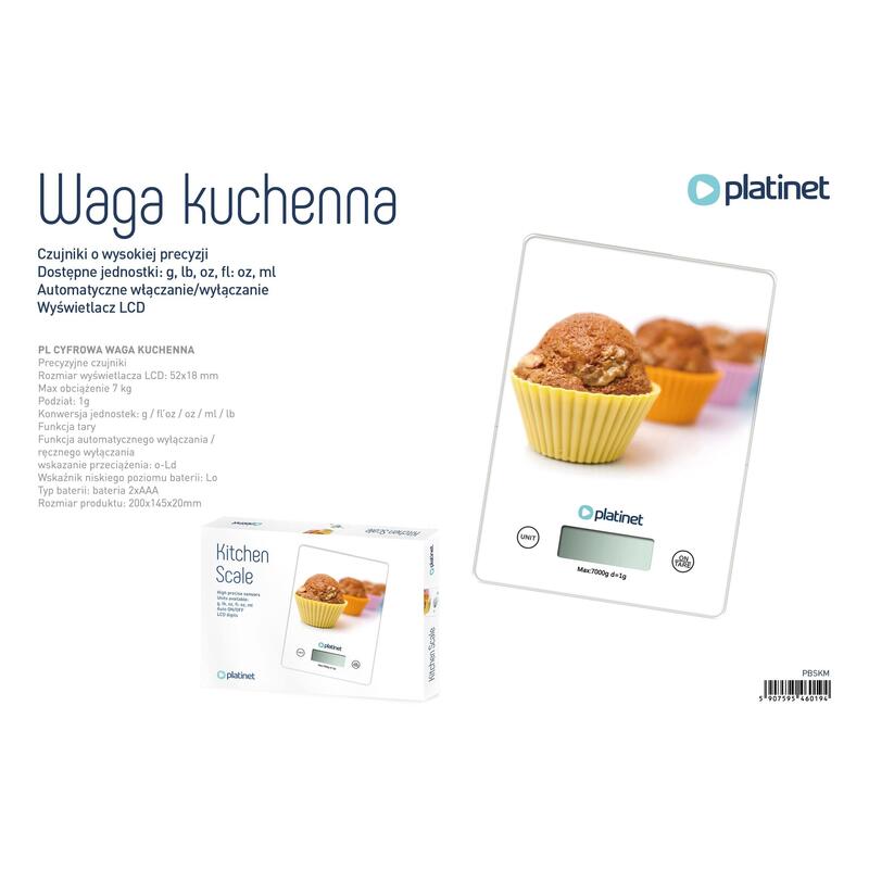Platinet Bascula De Cocina Digital 7 Kg Muffin