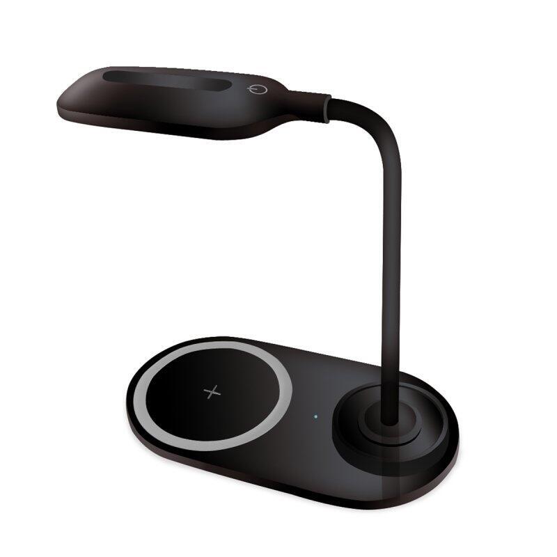 Platinet Lampara De Mesa Led + Cargador Inalambrico Negro