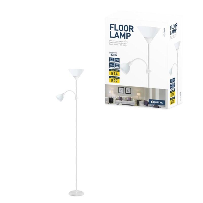 Platinet Lampara De Pie E27+E14 Blanca