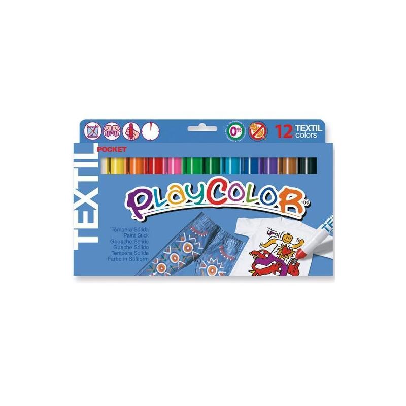 Playcolor Témperas Sólidas Textil Pocket En Barra Estuche De 12 C/Surtidos