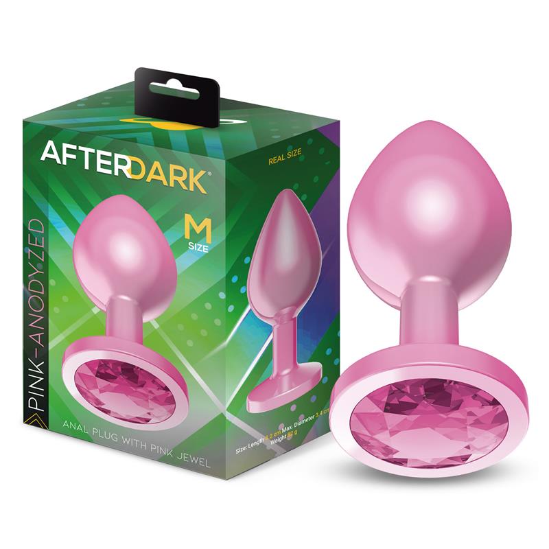 Plug Anal Anodizado Rosa Con Joya Talla M