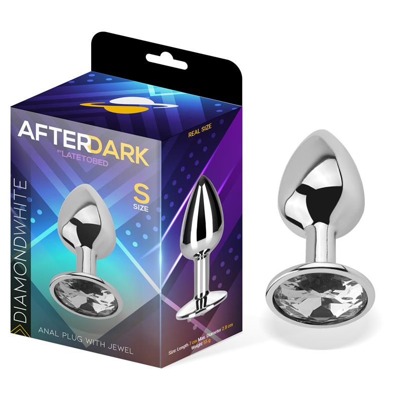 Plug Anal Con Joya Color Blanco Diamante Talla S Aluminio