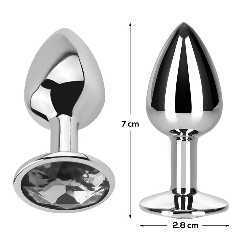 Plug Anal Con Joya Color Blanco Diamante Talla S Aluminio