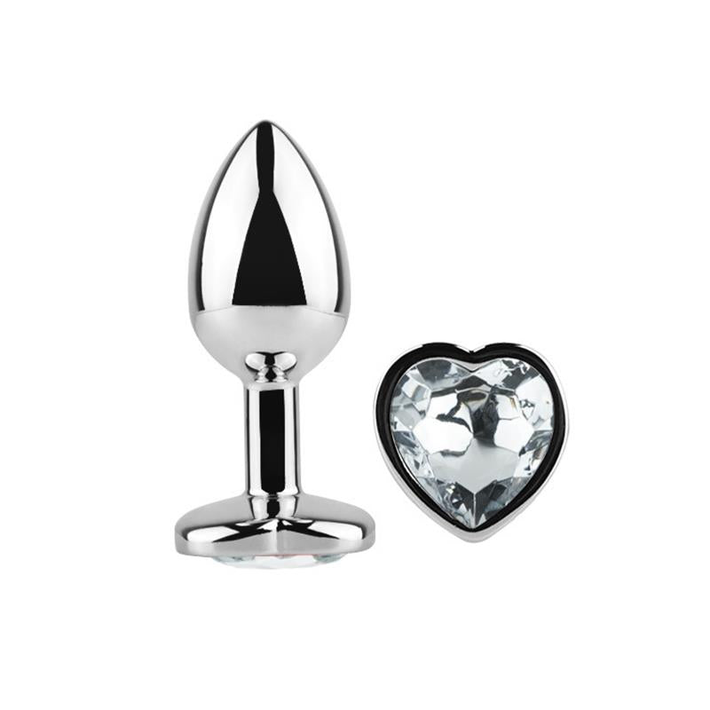Plug Anal Con Joya De Corazón Blanco Talla M