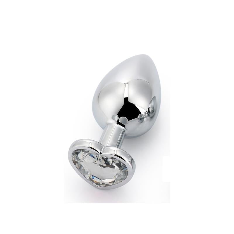 Plug Anal Con Joya De Corazón Blanco Talla M
