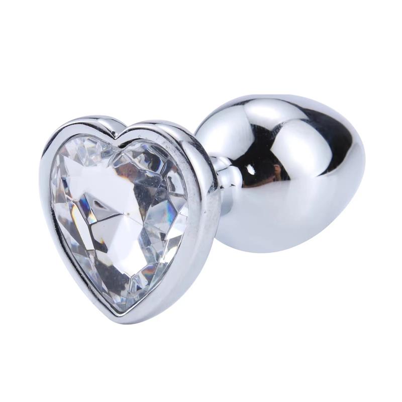 Plug Anal Con Joya De Corazón Blanco Talla S