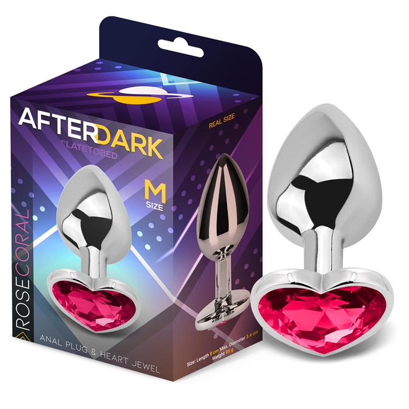 Plug Anal Con Joya De Corazón Rose Coral Talla M