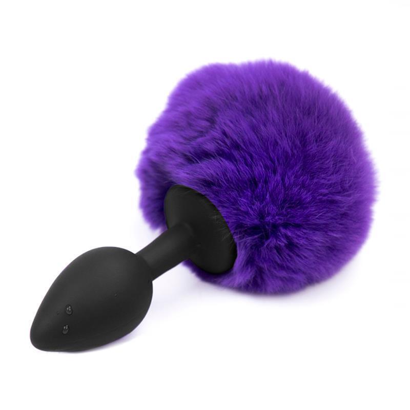 Plug Anal Con Pompón Púrpura Talla S