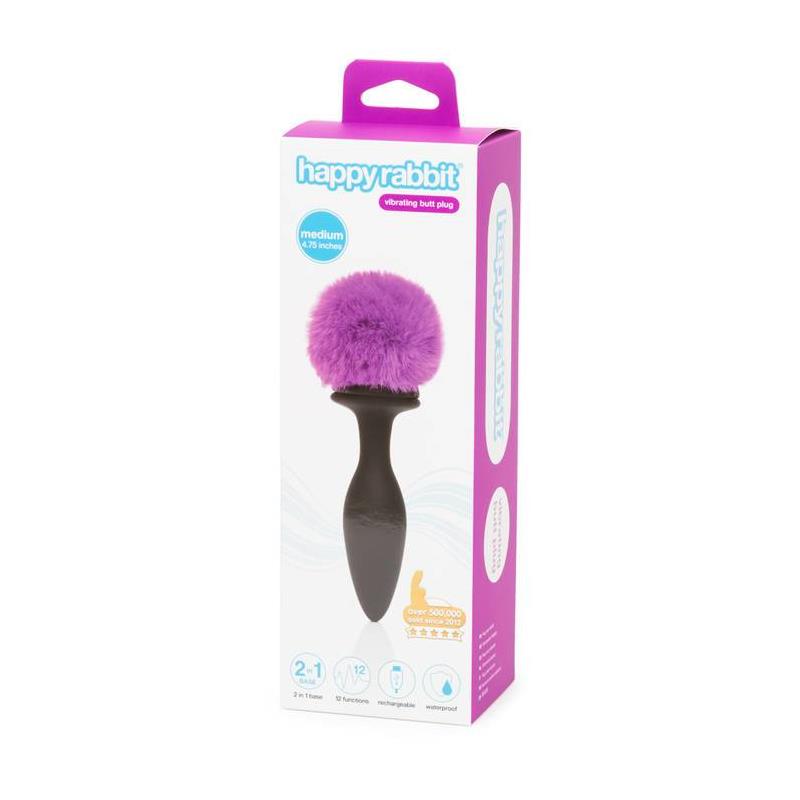 Plug Anal Con Vibración Y Control Remoto Doble Base Púrpura Grande