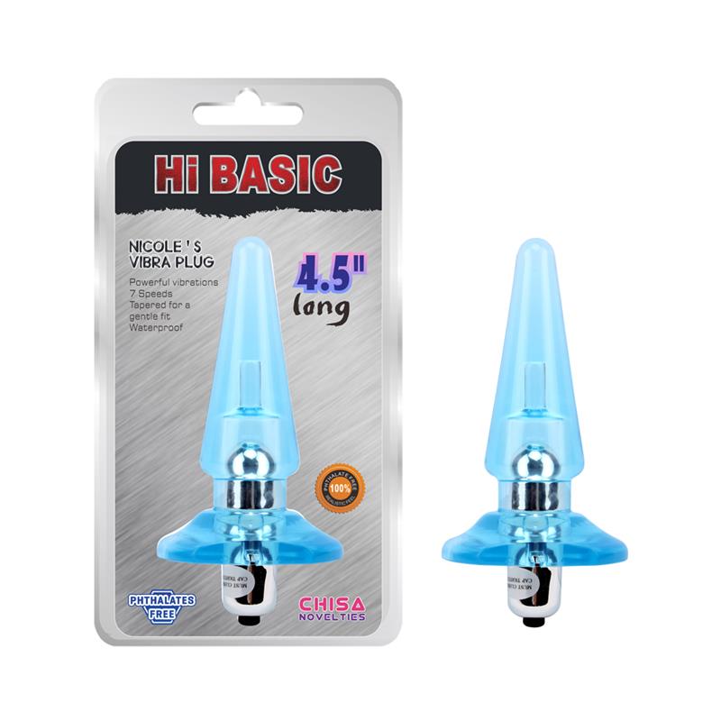 Plug Anal Con Vibracion Nicoles 12.5 X 3.2 Cm Azul