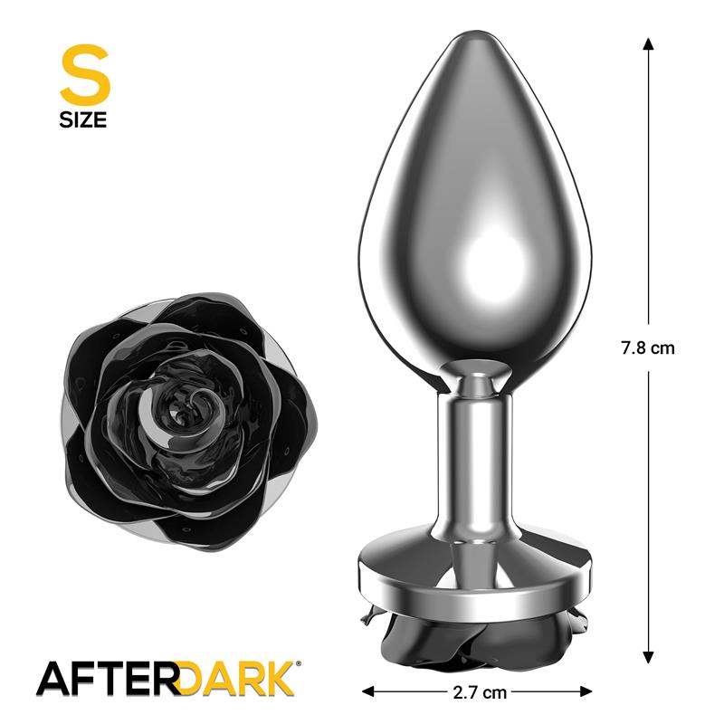 Plug Anal De Metal Con Rosa Negra En La Base Talla S