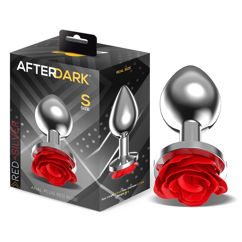 Plug Anal De Metal Con Rosa Roja En La Base Talla S