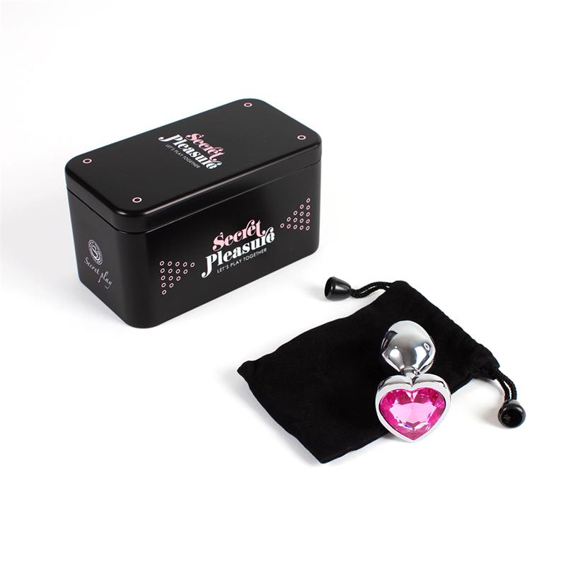 Secretplay - Metal Butt Plug Corazón Fucsia Talla S 7 Cm