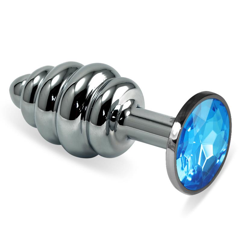 Plug Anal En Espiral Rosebud Con Joya Azul