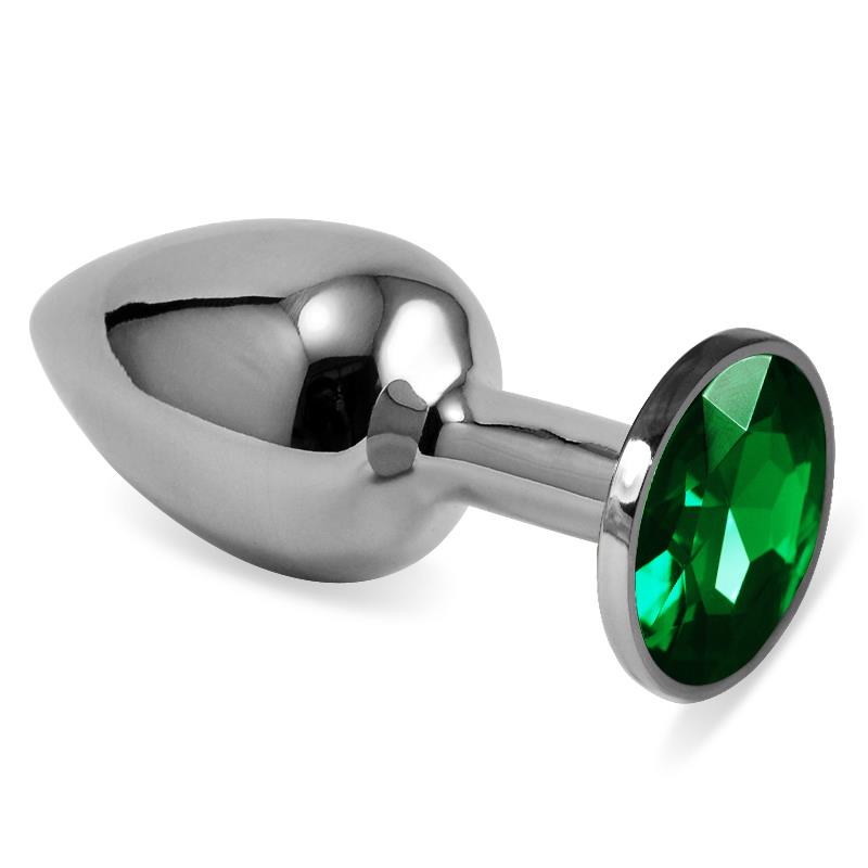 Plug Anal Plateado Rosebud Classic Con Joya Verde Talla S