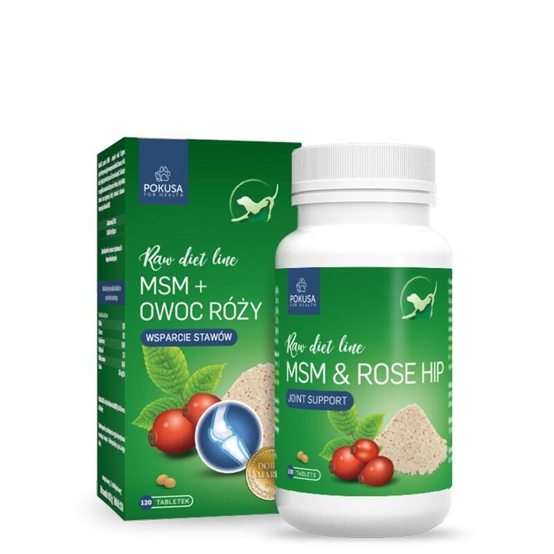 Pokusa Rawdietline Msm & Rosehip - Suplementos Para Perros Y Gatos - 120 Uds.