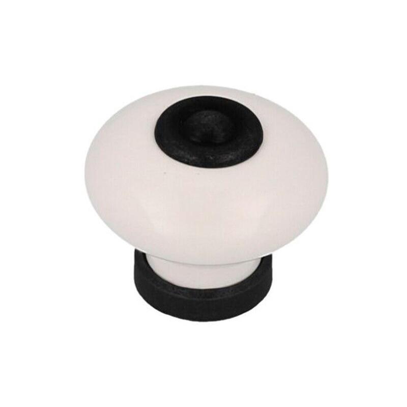 Pomo Para Mueble, Modelo 824, De Porcelana Y Metal Con Acabado Negro Mate Y Blanco, Ø31 Mm, Blíster 4 Uds