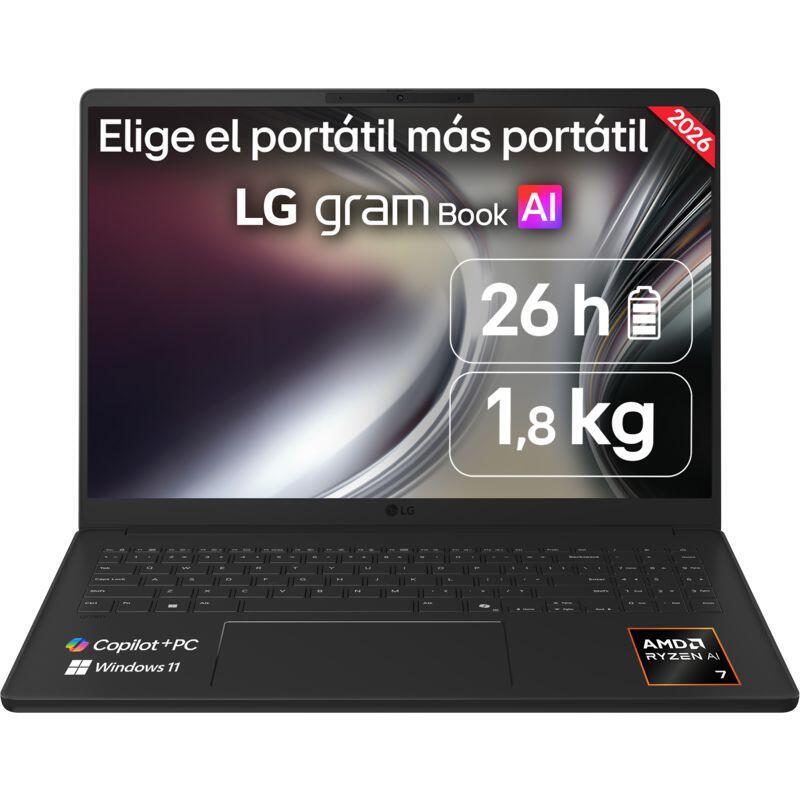 Portátil Lg Gram 16u55u G.Au85bn 16" Wuxga Copilot+ Pc Amd Ryzen Ai 7 445 50 Tops 32gb Ram 512 Gb Ssd Windows 11 Home Sin Cargador