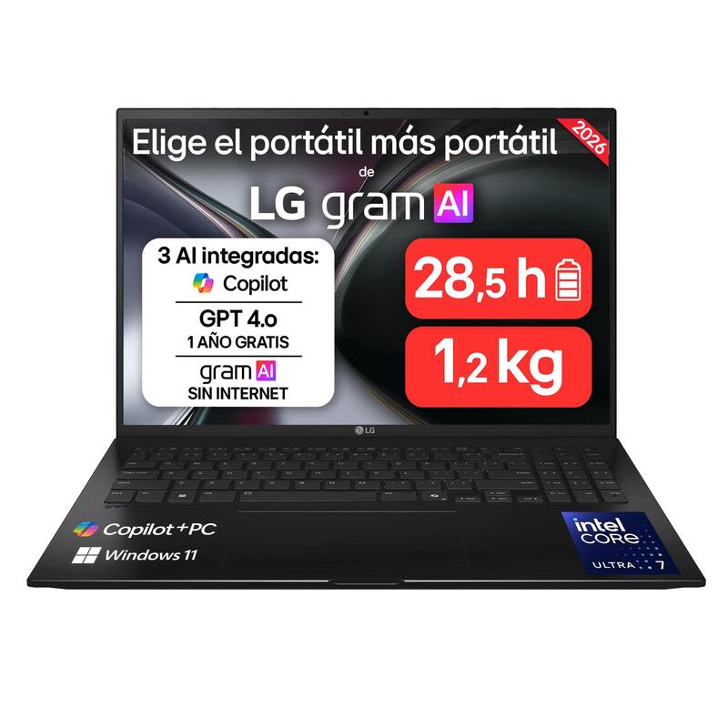 Portátil Lg Gram U7-258v 32gb 512gb 16" Wqxga W11h