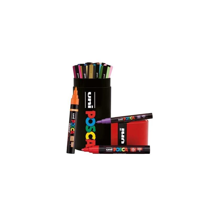 Posca Lata Metalica Con 13 Marcadores De Pintura - 4x Pc-5m, 5x Pc-3m, 4x Pc-5br - Tinta Base Al Agua - No Permanente -