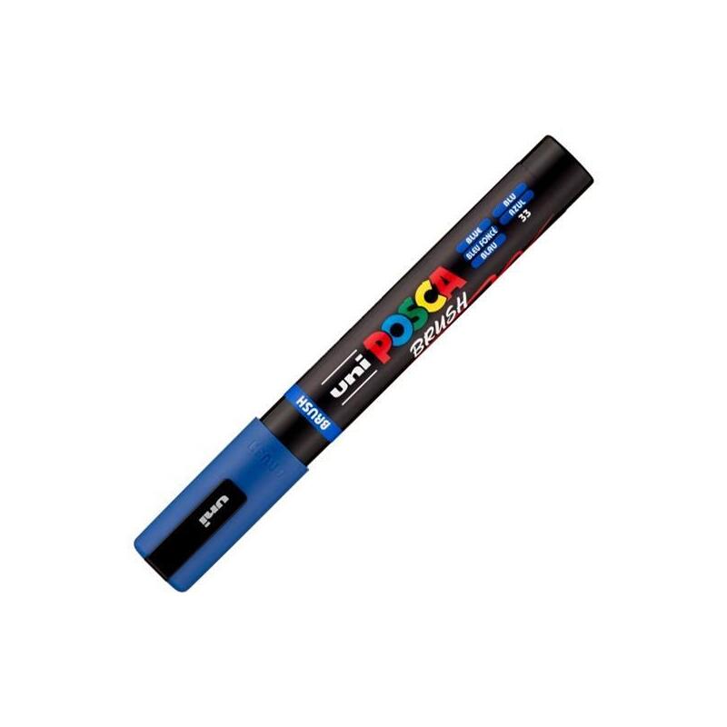 Posca Marcador Pc-5br Brush Punta M Semiflexible Azul