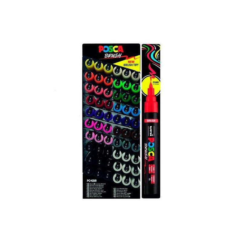 Posca Marcador Pc-5br Brush Punta M Semiflexible Colores Surtidos Expositor 60 Ud