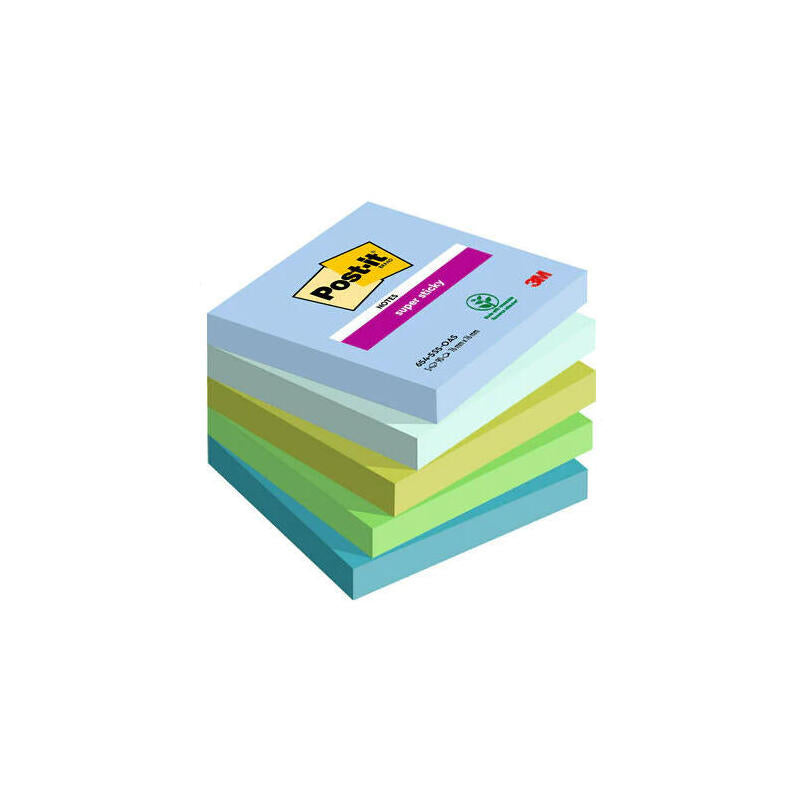 Post-It Blocs Notas Super Sticky 90 Hojas Colores Lugares Osasis 76x76 5 Blocs