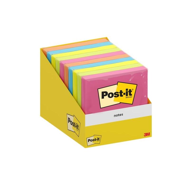 Post-It Pack De 10 Blocs De 100 Notas Adhesivas Reposicionables - Forma Cuadrada - 76x76mm - Colores Surtidos