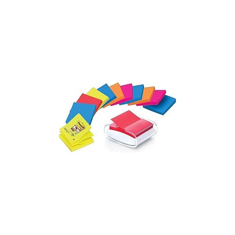 Post-It Super Sticky Dispensador Con 12 Blocs De 90 Z-Notas - Dispensador Pro - Forma Cuadrada - 76x76mm - Blanco