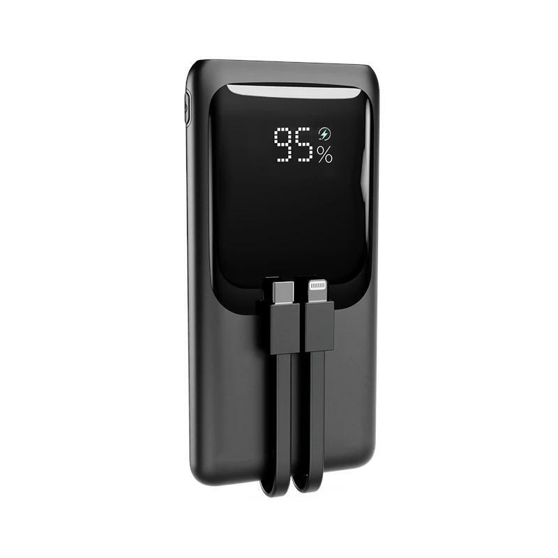 Power Bank Gembird 20 W Fast Charging With Integrated Cables 10000 Mah Black