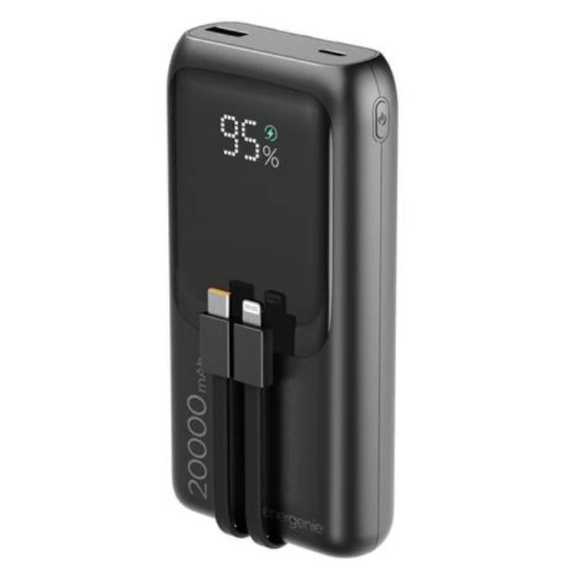 Power Bank Gembird 20 W Fast Charging With Integrated Cables 20000 Mah Black