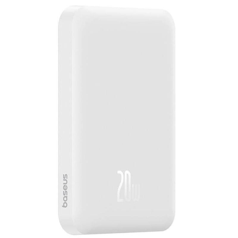 Power Bank Mini 5000mah Baseus Compatible Con Magsafe Blanco - Carga Rápida 20w Y Cable Tipo C Inlcuido