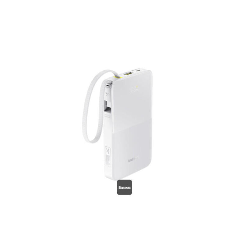 Power Bank Os-Baseus Enerfill Fp11 10000mah 15w Moon White (Includes Simple Type-C To Type-C Cable 20v/3a 30cm White)