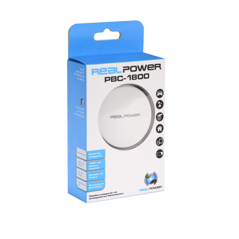 Power Bank Realpower Pbc-1800 Blanco 1.800mah