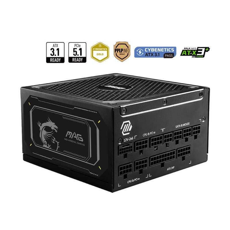 Power Supply Msi Mag A1000gl Pcie5 Ii Atx 3.1 1000 Watts Efficiency 80 Plus Gold Pfc Active Maga1000glpcie5ii