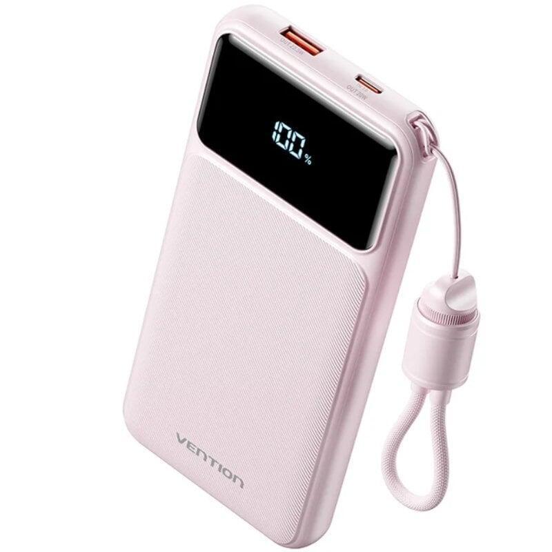 Powerbank 10000mah Vention Xgyp0-39-Ty 22.5w Rosa Incluye Cable Usb Tipo-C