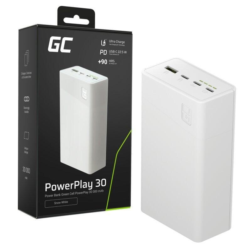 Powerbank 30 000mah, 22.5w, 4 Puertos, Blanco