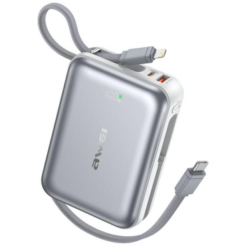 Powerbank C03 20000mah 45w Usb-A/Usb-C + Kable Lightning Usb-C - Srebrny