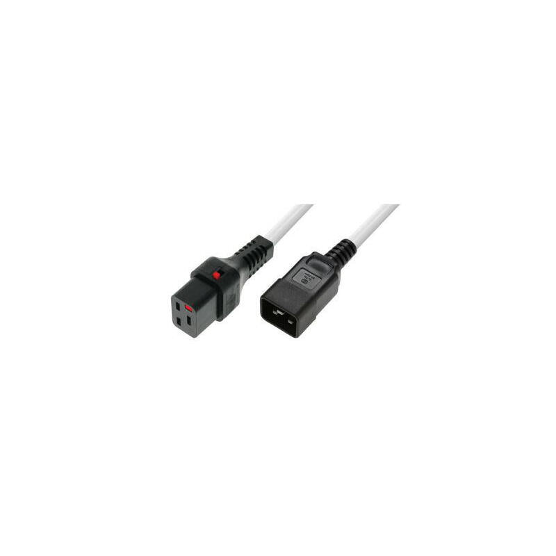 Powercord C19 Iec Lock - C20 White 1m, Pc1298