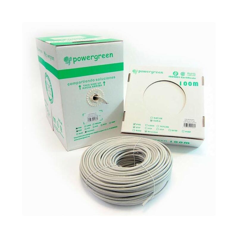 Powergreen Bobina De Cable Cat 6 Utp 305 Metros Lszh Flexible Caja 305 M Gris