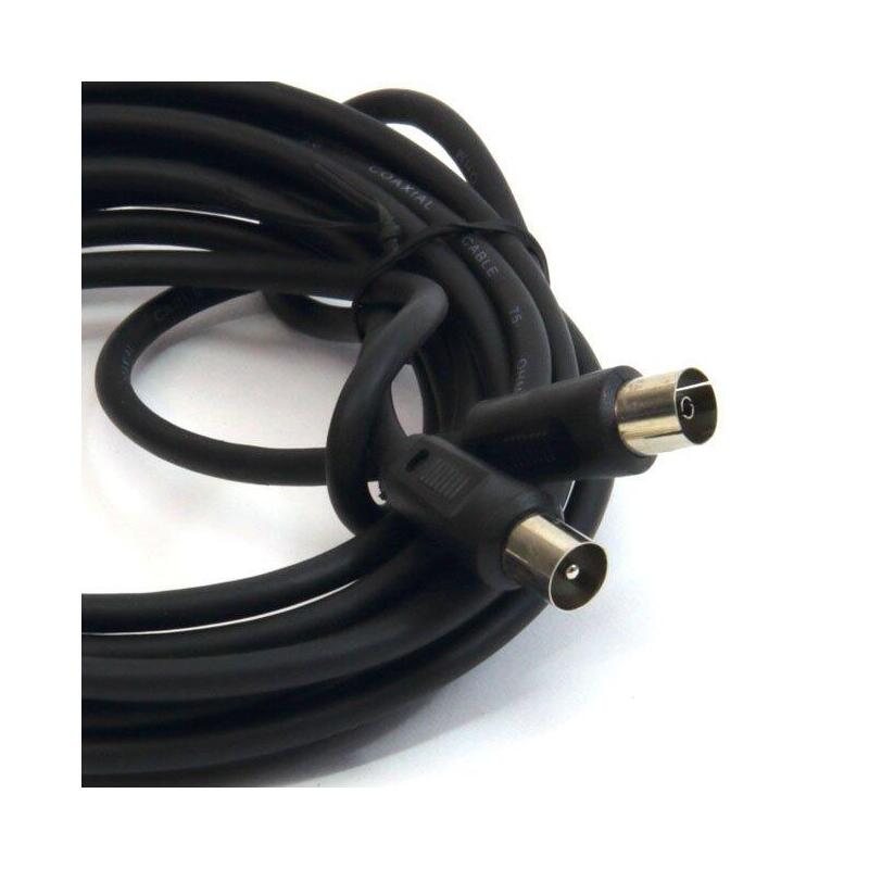 Powergreen Cable Antena Tv 75 Ohm. M/H 5 Metros 5 M Negro