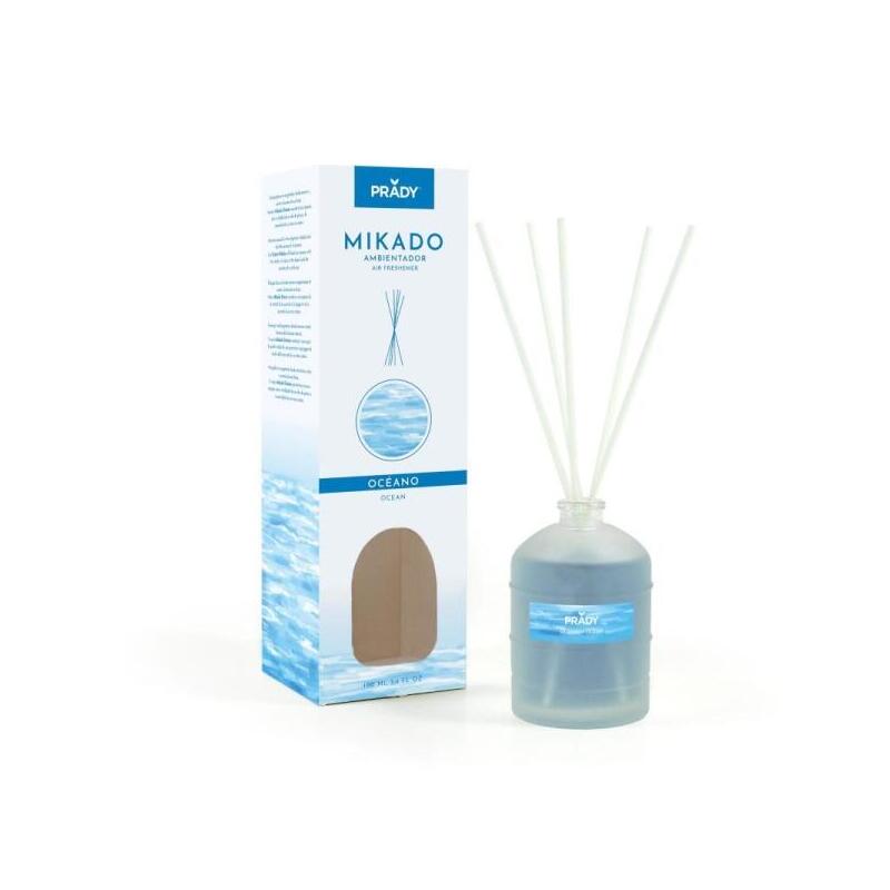 Prady Ambientador Mikado Oceano - Frasco De Cristal 100 Ml Y Varitas Difusoras