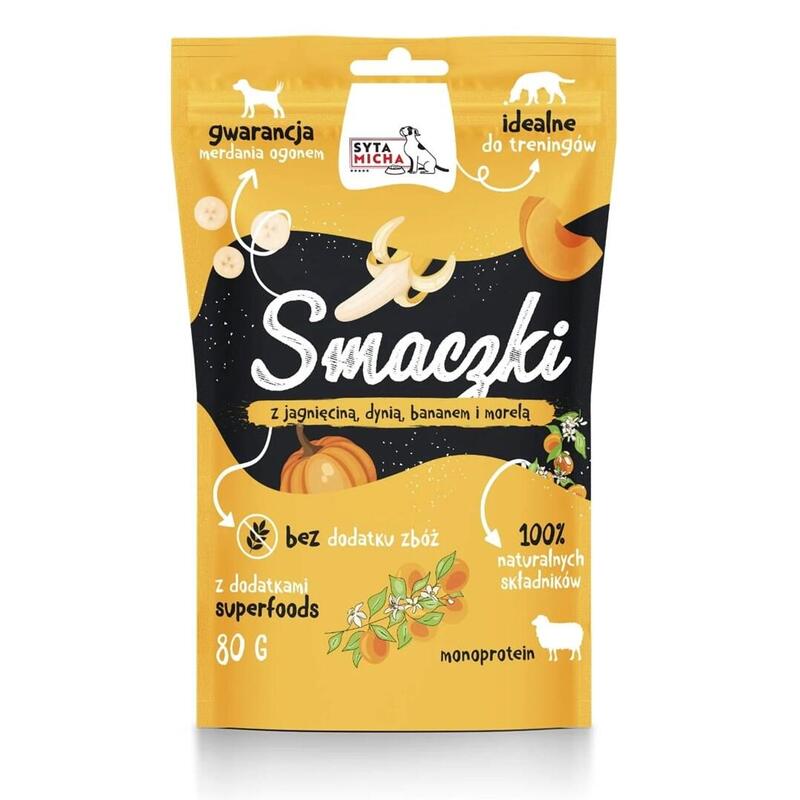 Premio Para Perros Syta Micha Treats With Lamb, Pumpkin, Banana And Apricot 80g