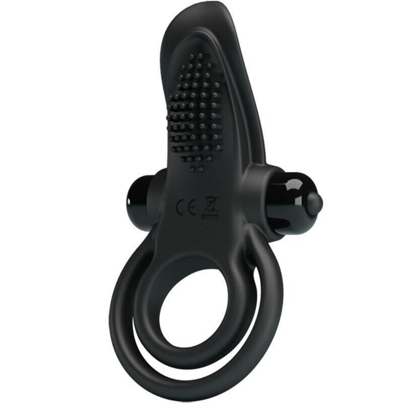 Pretty Love - Doble Anillo Vibrador + Estimulador Clítoris 10 Vibraciones Negro