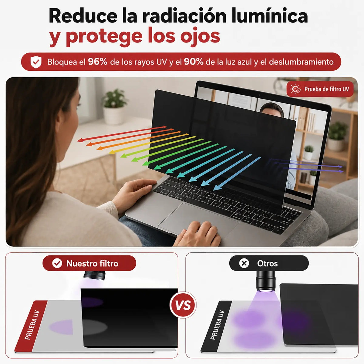 Protector De Pantalla 14" Magnético Con Filtro Anti Luz Azul Para Portátil Hp Pavilion 14-Am Probook 440 G4 316X184 Mm