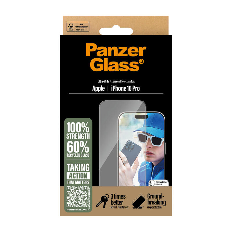Protector Panzerglass Screen Iphone 16 Pro Ultra-Wide Fit