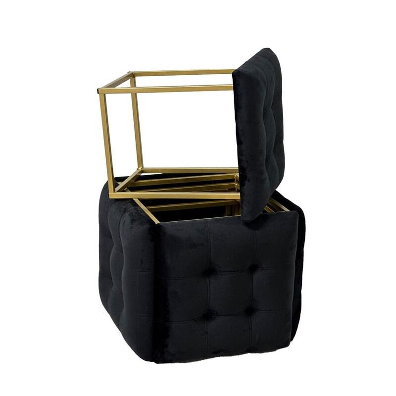 Puff-Transformer 5en1 - 5 Taburetes En 1 Puff Terciopelo Negro