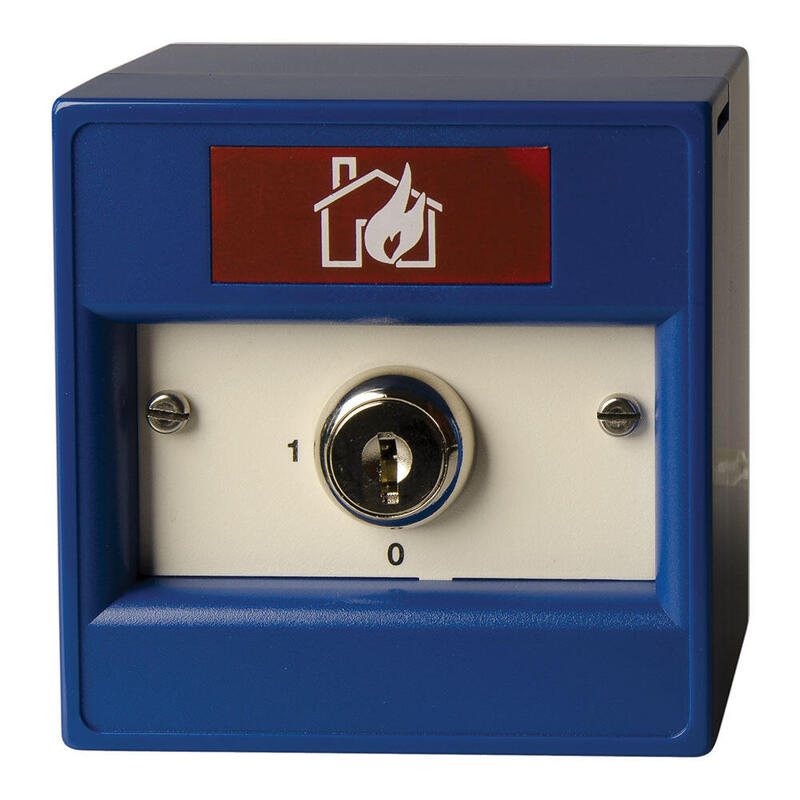 Pulsador Manual Con Llave Para Superficie, Dos Posiciones. Azul