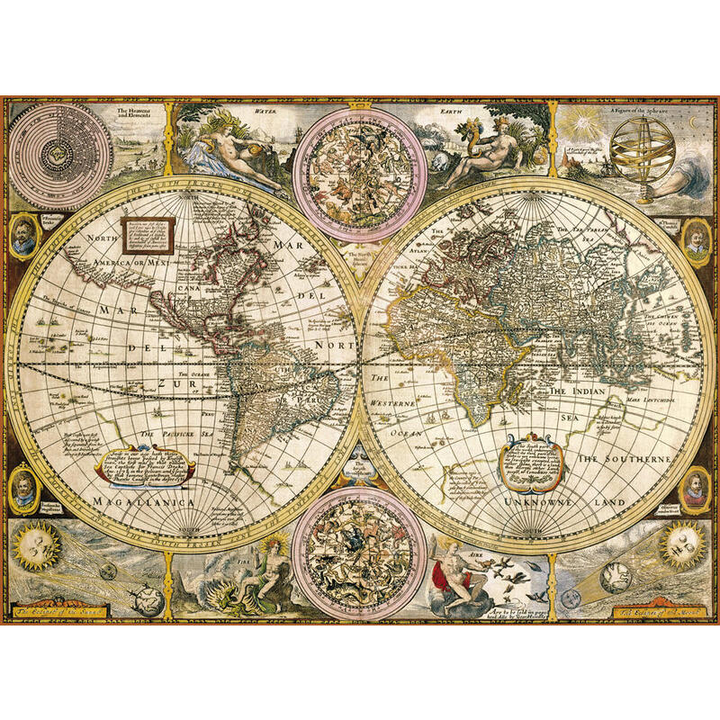 Puzzle De 3000 Piezas Mapamundi Antiguo Alta Definición Clementoni 33531